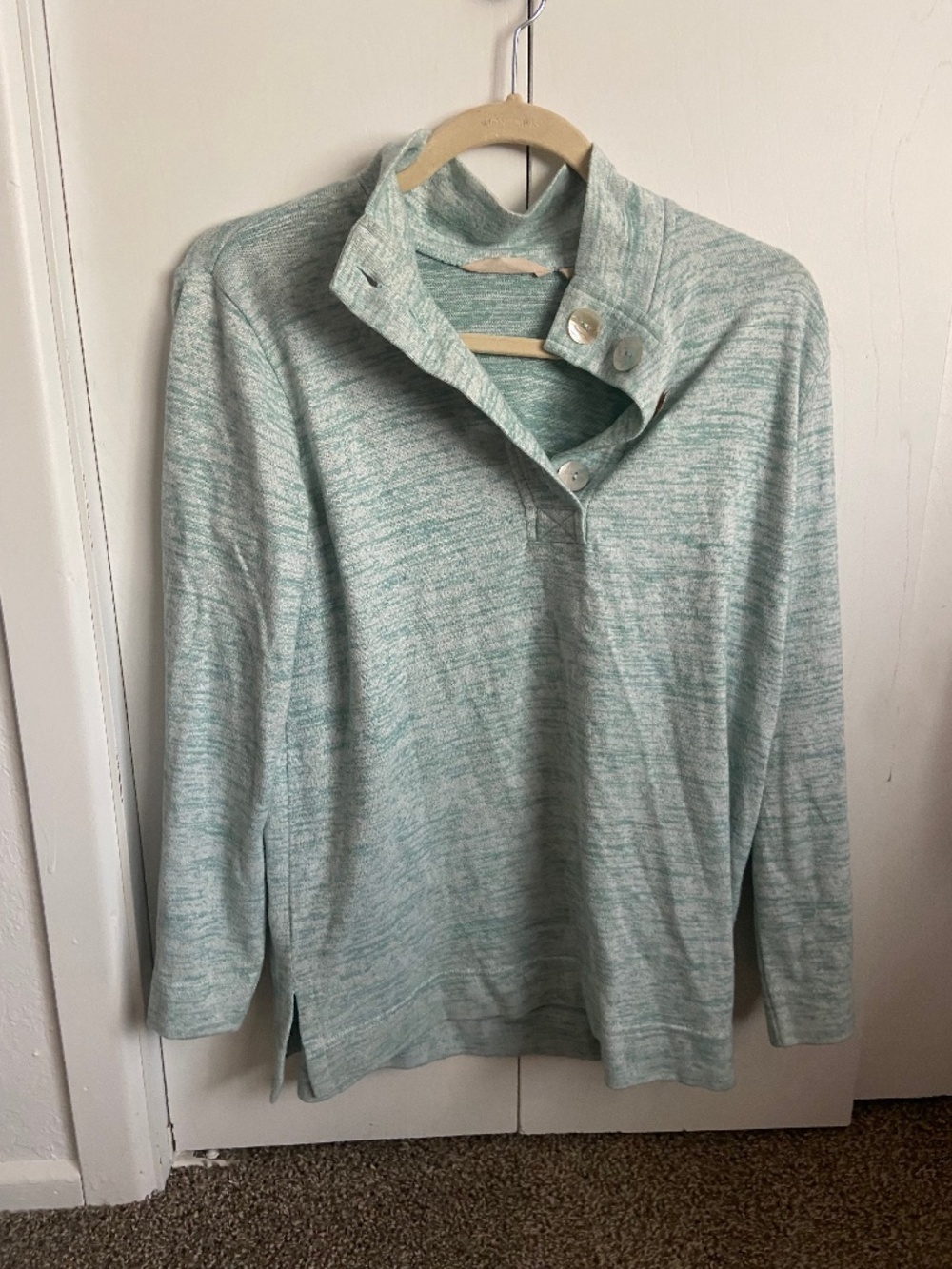 Soft Surroundings Women's XS seagreen heather pullover light sweater